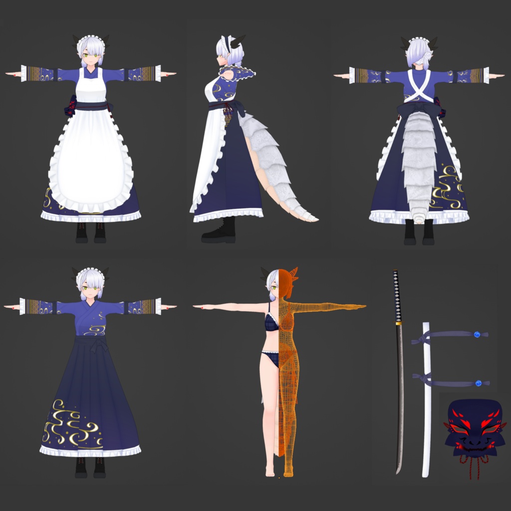 【VRchat向け オリジナル3Dモデル】竜宮亭ノ白鱗