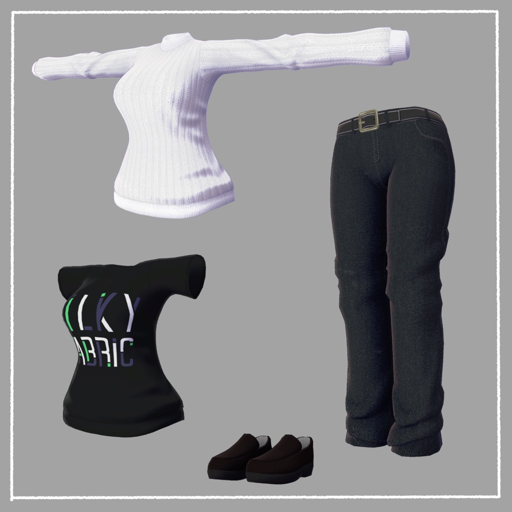 【VRChat向け衣装】シンプルウェア(7アバター対応)