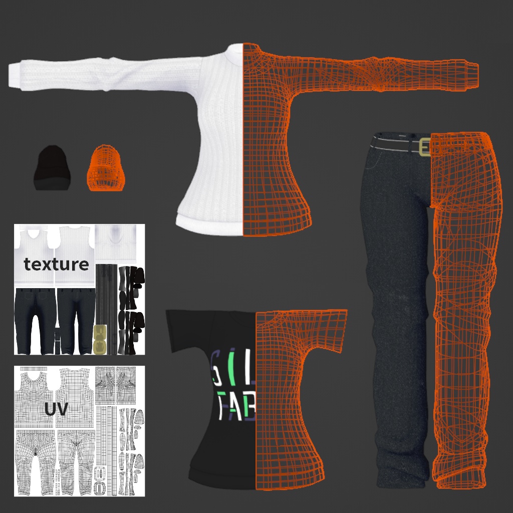 【VRChat向け衣装】シンプルウェア(7アバター対応)