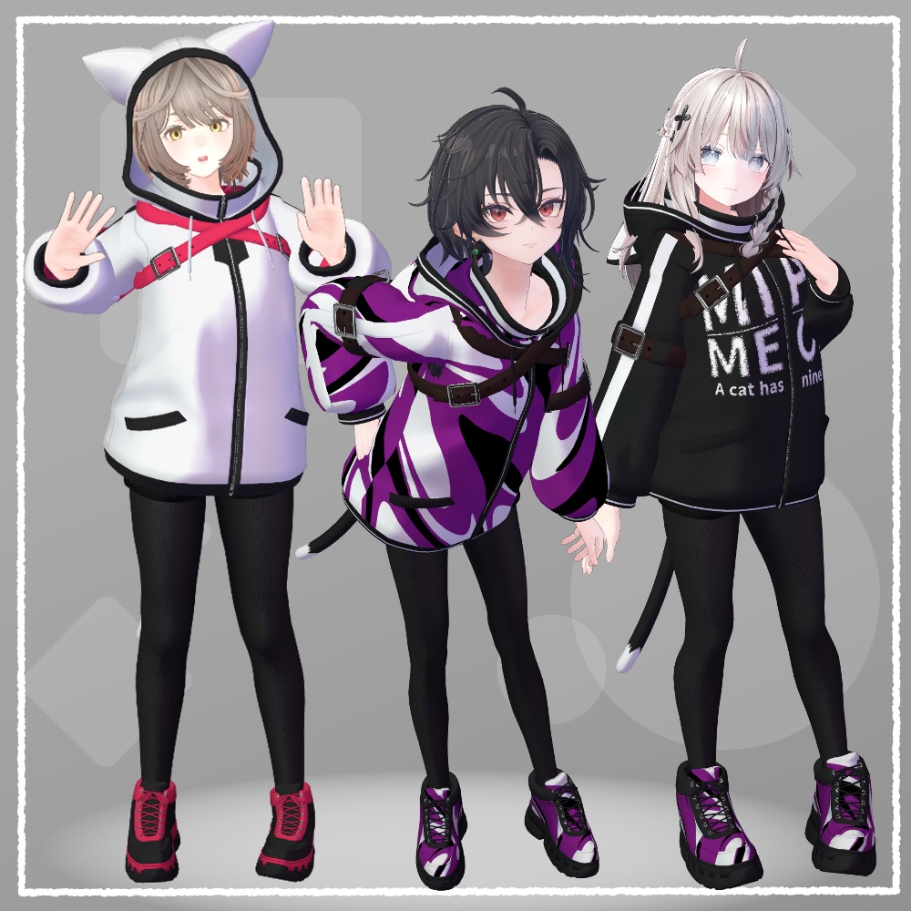 【VRChat向け衣装】にゃああんパーカー(7アバター対応)