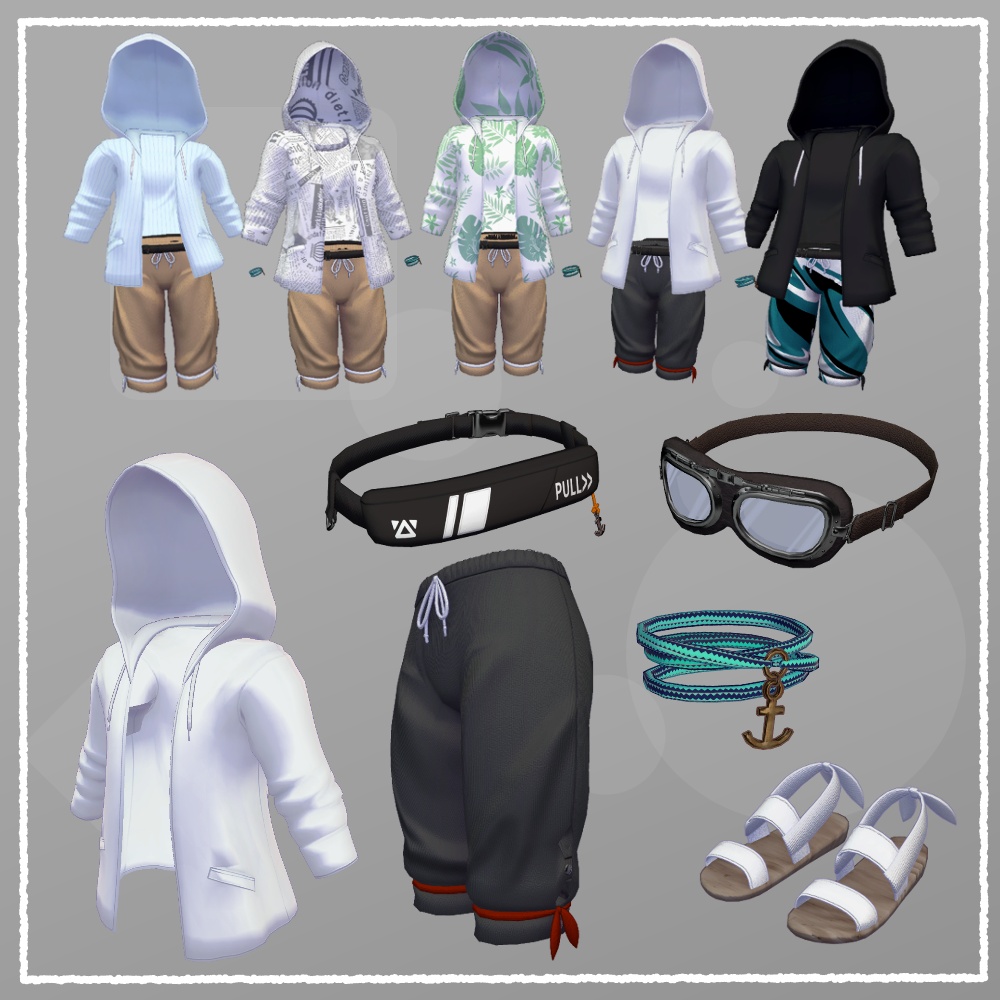 【VRChat向け衣装】シーサイド・アドベンチャラー(7アバター対応)