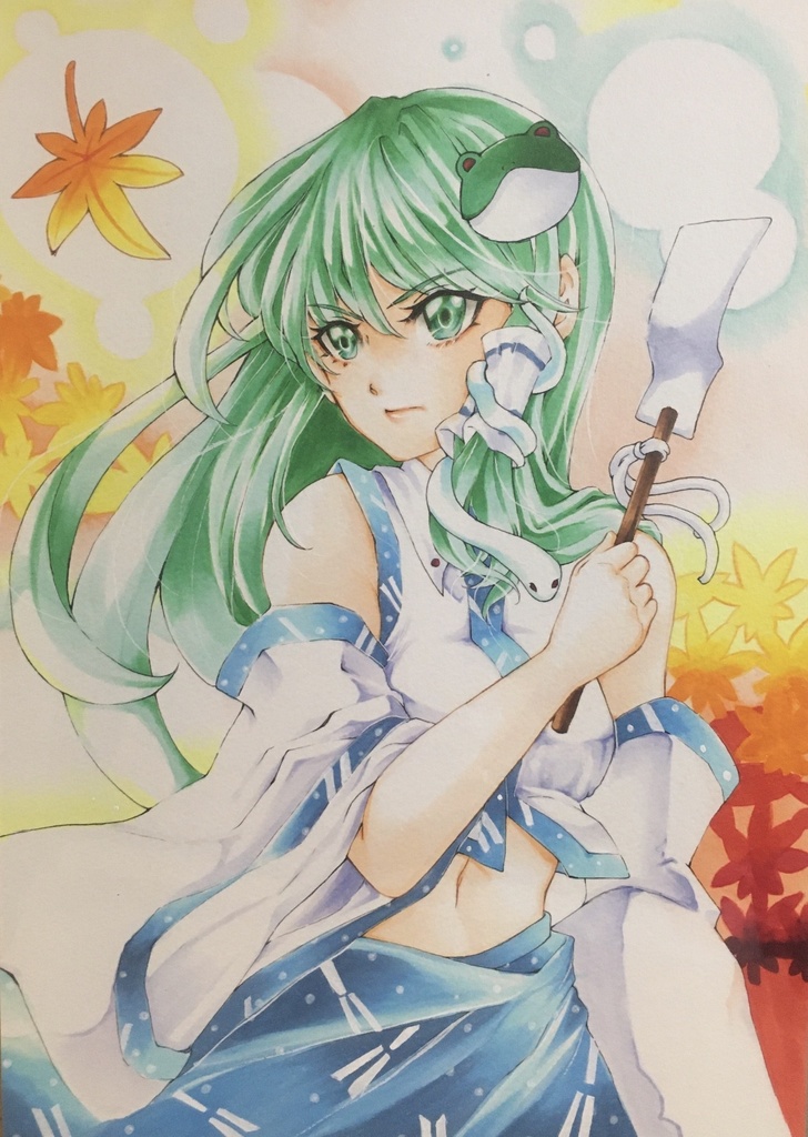 東方Project/手描きイラスト/東風谷早苗