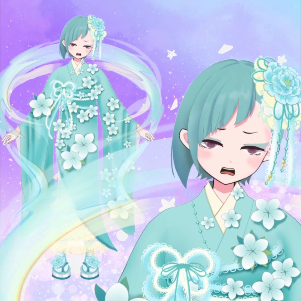 【限定1点】花柄の和服の女の子【VTS対応】【Live2Dモデル】