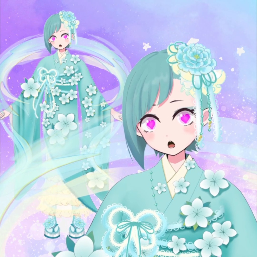 【限定1点】花柄の和服の女の子【VTS対応】【Live2Dモデル】