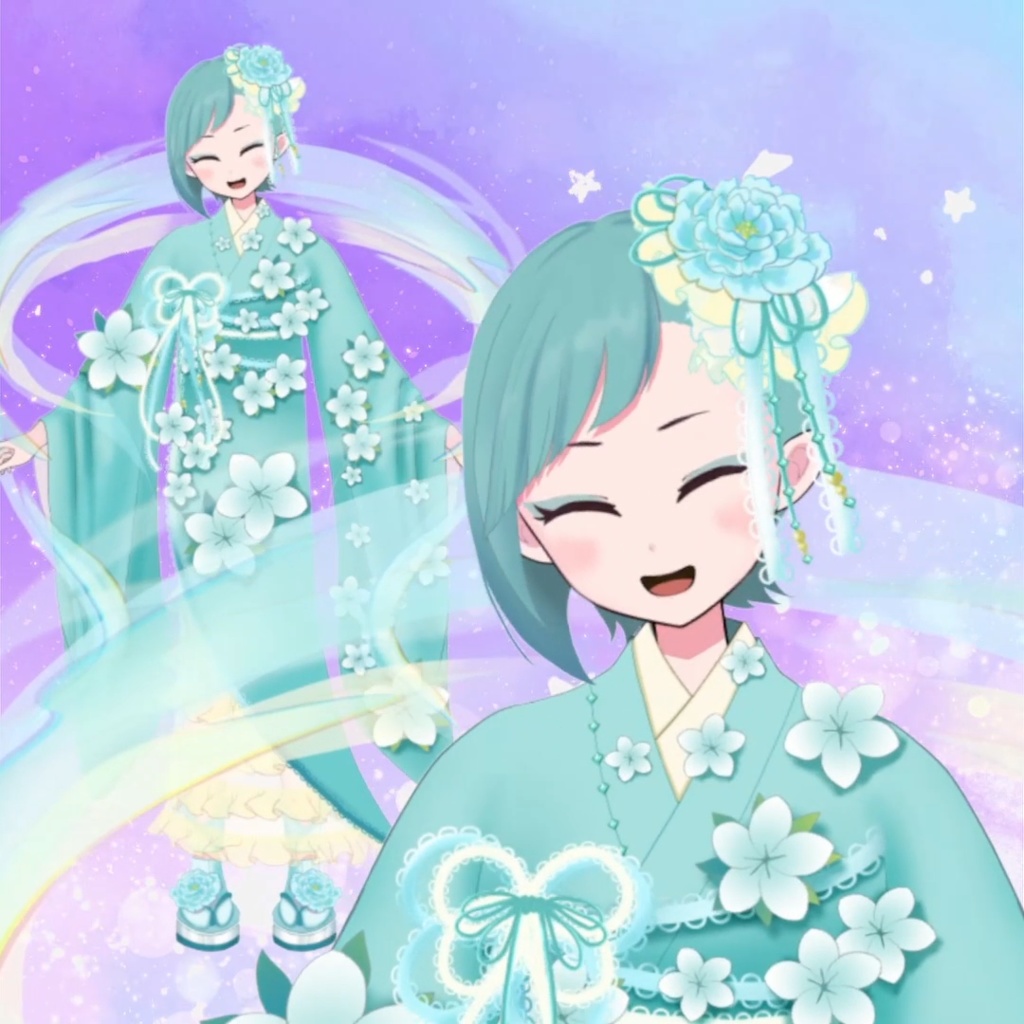 【限定1点】花柄の和服の女の子【VTS対応】【Live2Dモデル】