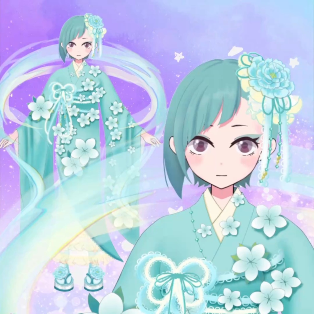 【限定１点】花柄の和服の女の子【VTS対応】【Live2Dモデル】
