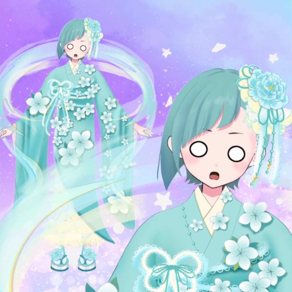 【限定1点】花柄の和服の女の子【VTS対応】【Live2Dモデル】