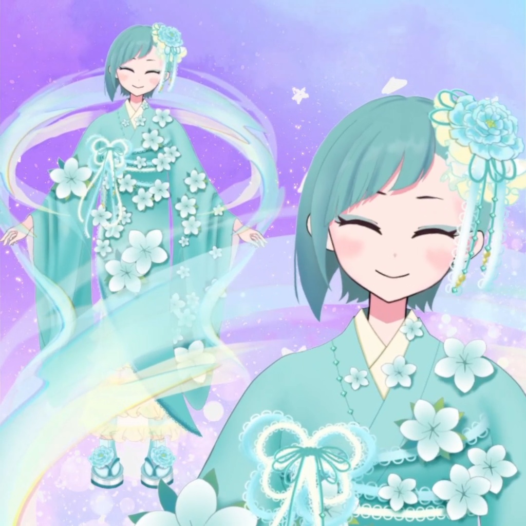 【限定1点】花柄の和服の女の子【VTS対応】【Live2Dモデル】