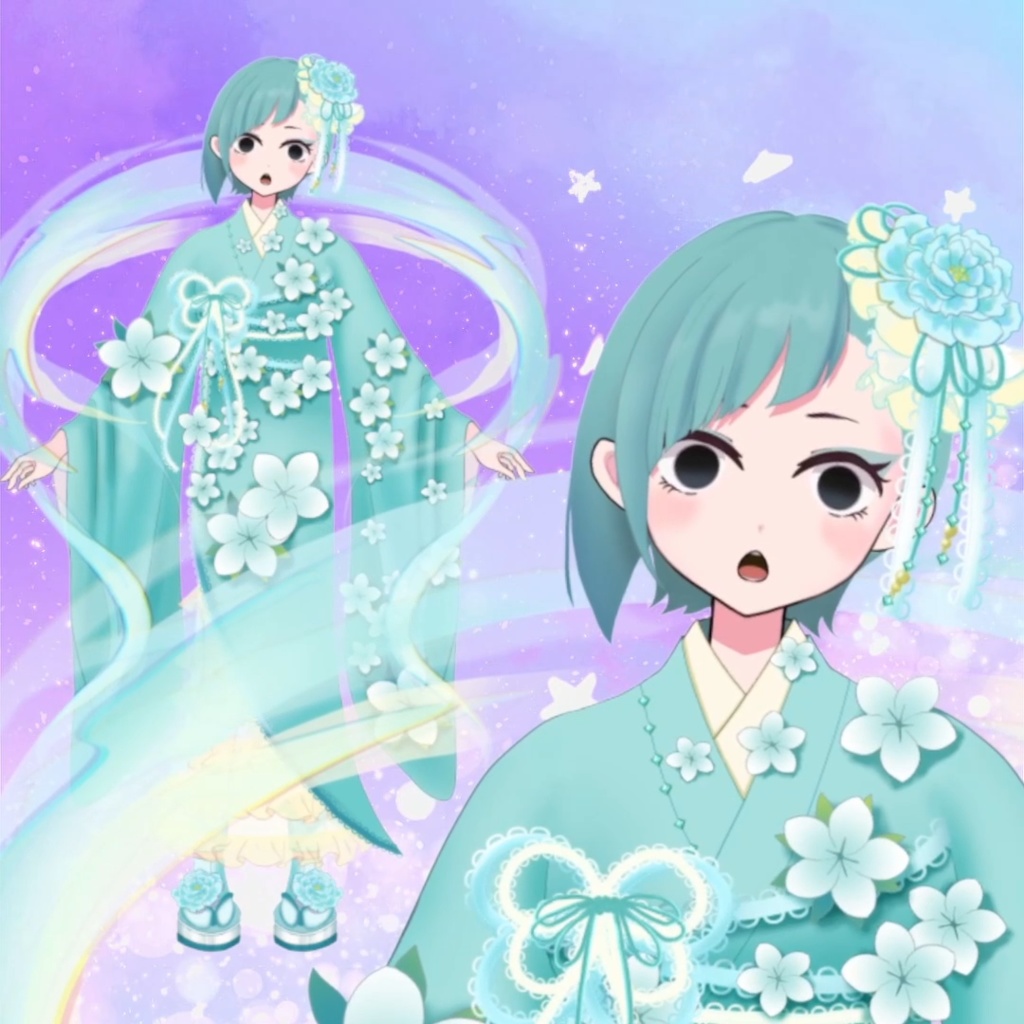 【限定1点】花柄の和服の女の子【VTS対応】【Live2Dモデル】
