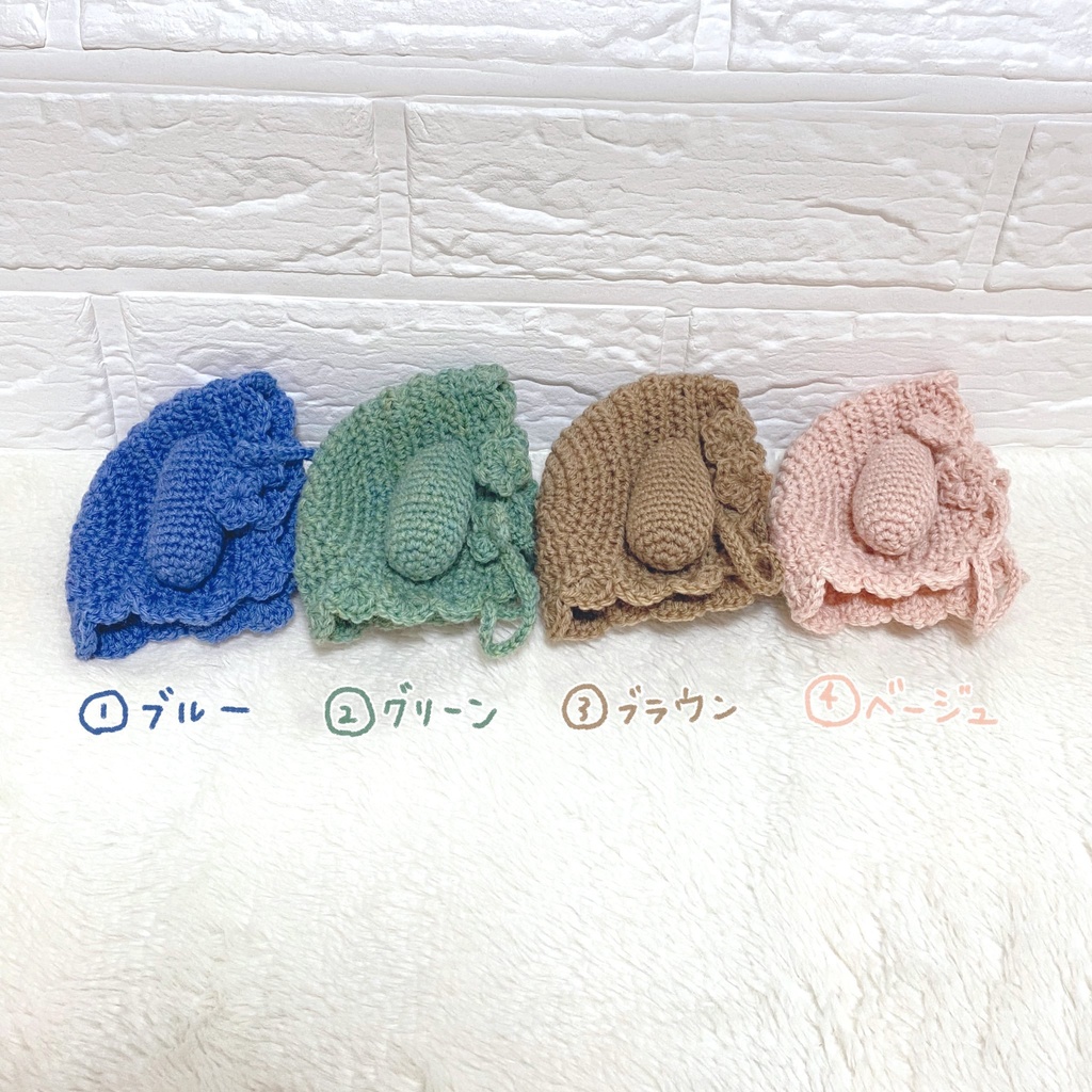 【ぬい用】たれみみボンネット │ ふわコロりんSサイズ