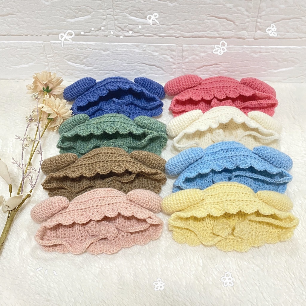 【ぬい用】たれみみボンネット │ ふわコロりんSサイズ