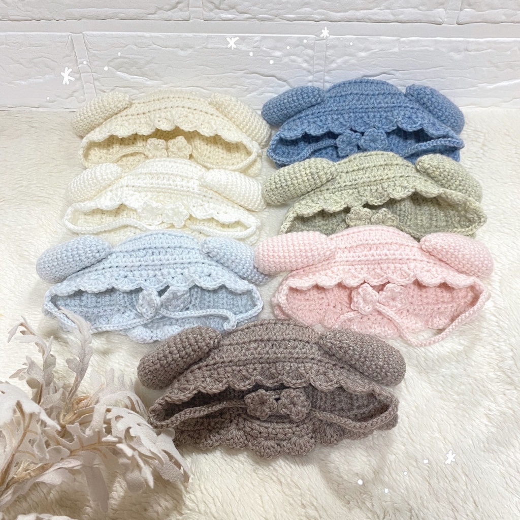 【ぬい用】たれみみボンネット2┃ふわコロりんSサイズ