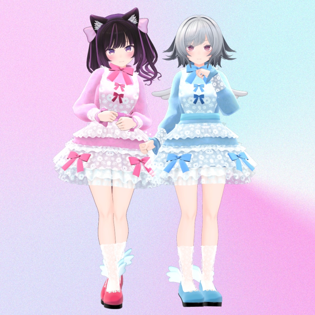 【あのん/むろむ・萌】フリフリリボンドレス