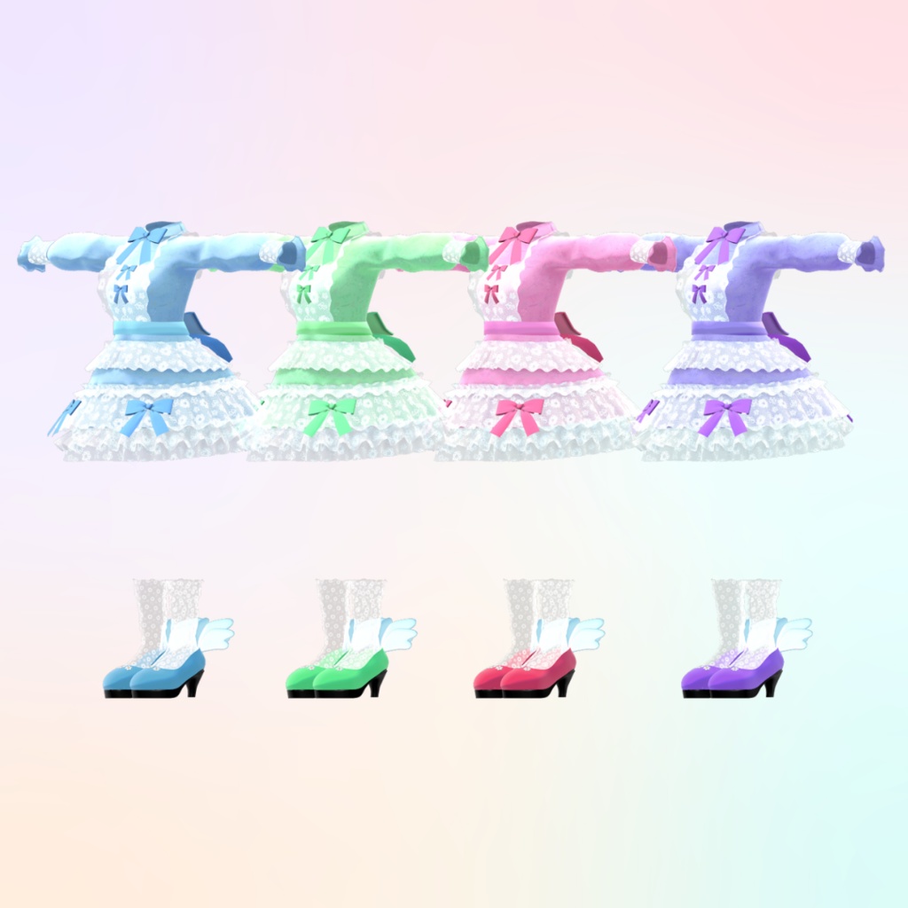 【あのん/むろむ・萌】フリフリリボンドレス