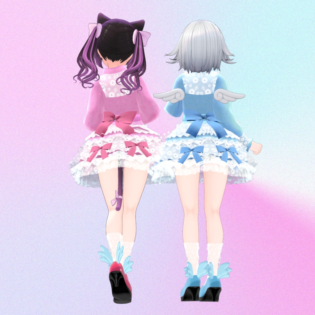 【あのん/むろむ・萌】フリフリリボンドレス