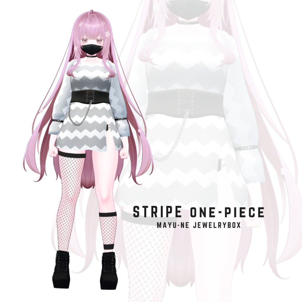 【萌-MOE-】ストライプワンピ