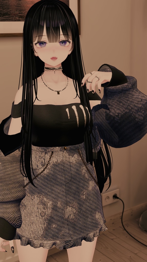 【森羅・桔梗・萌】ボーイッシュ・オフショルデニムコーデ