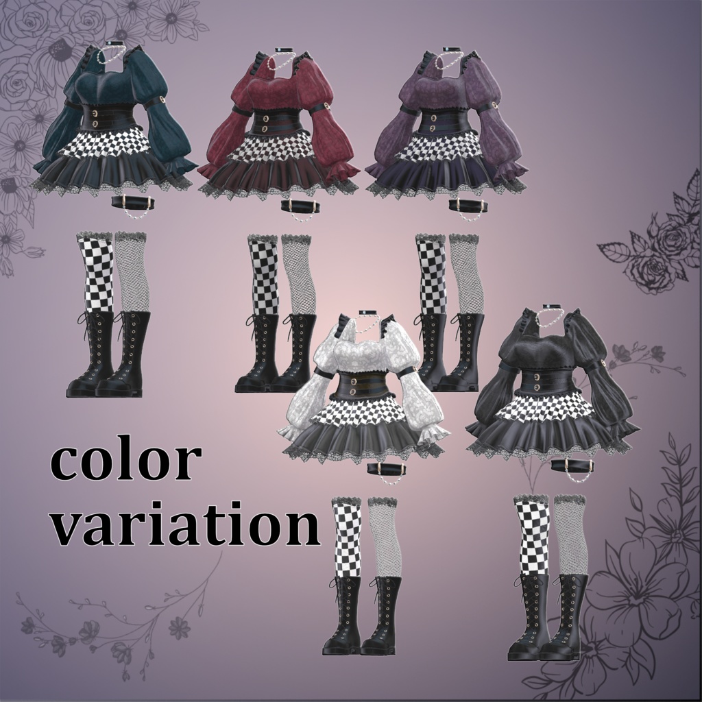 【15アバター対応】ゴシックチェック MA対応