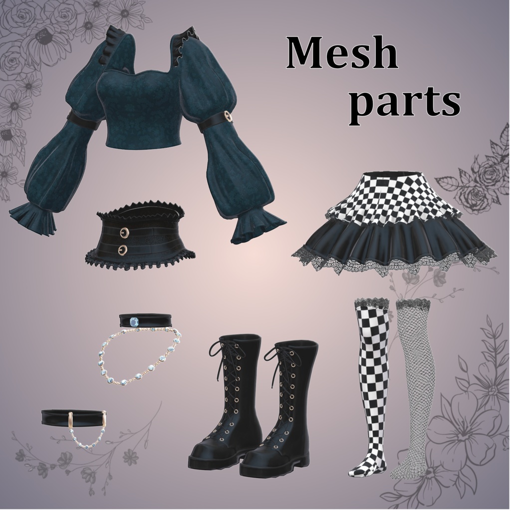 【15アバター対応】ゴシックチェック MA対応