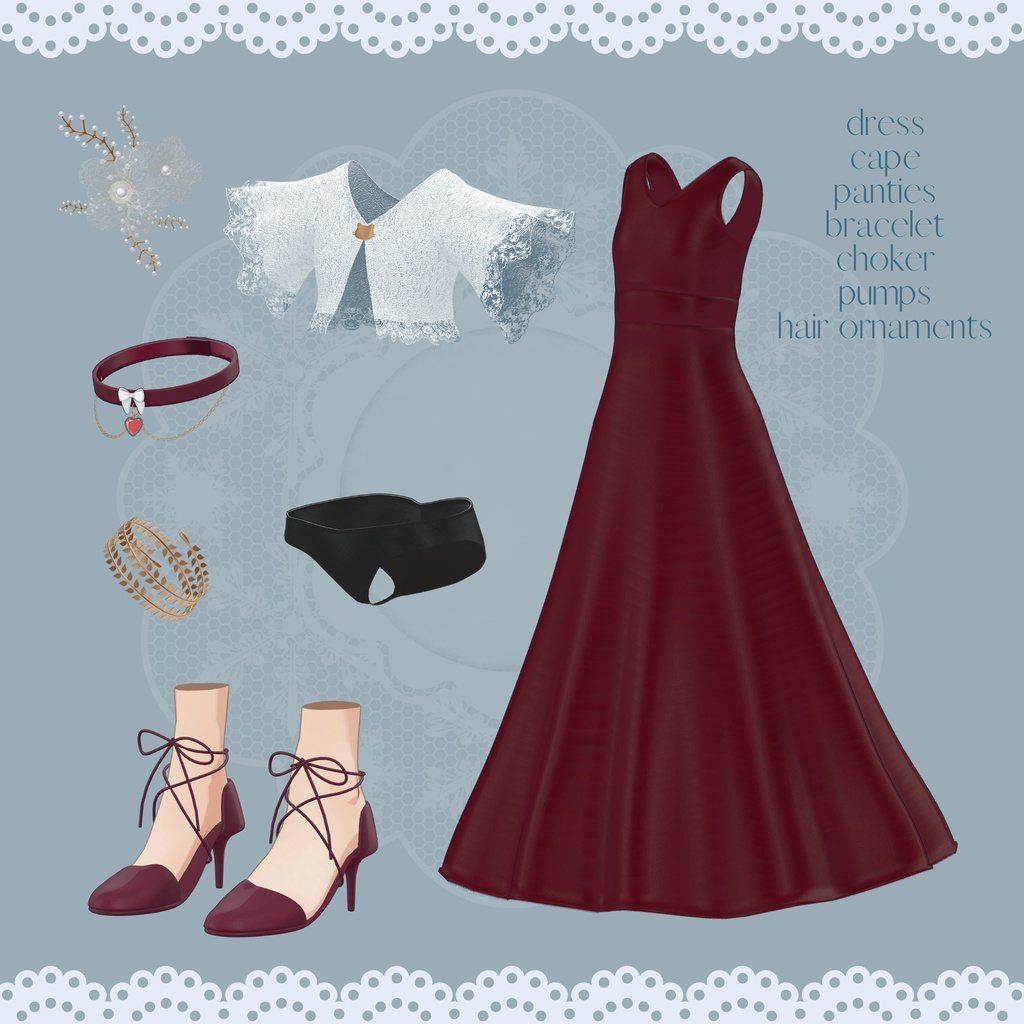 【YMファンメイド】イブニングドレス for Undone Kittens(womanS) MA対応