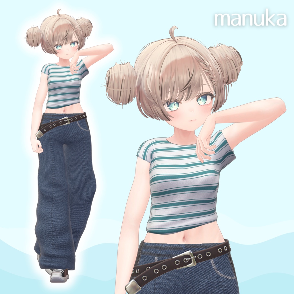 【VRChat 3D衣装】シンプルボーダーシャツ