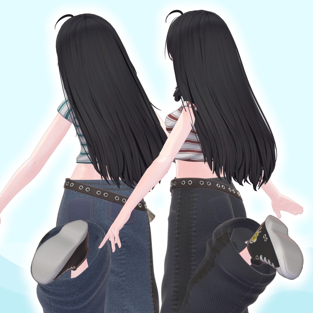 【VRChat 3D衣装】シンプルボーダーシャツ