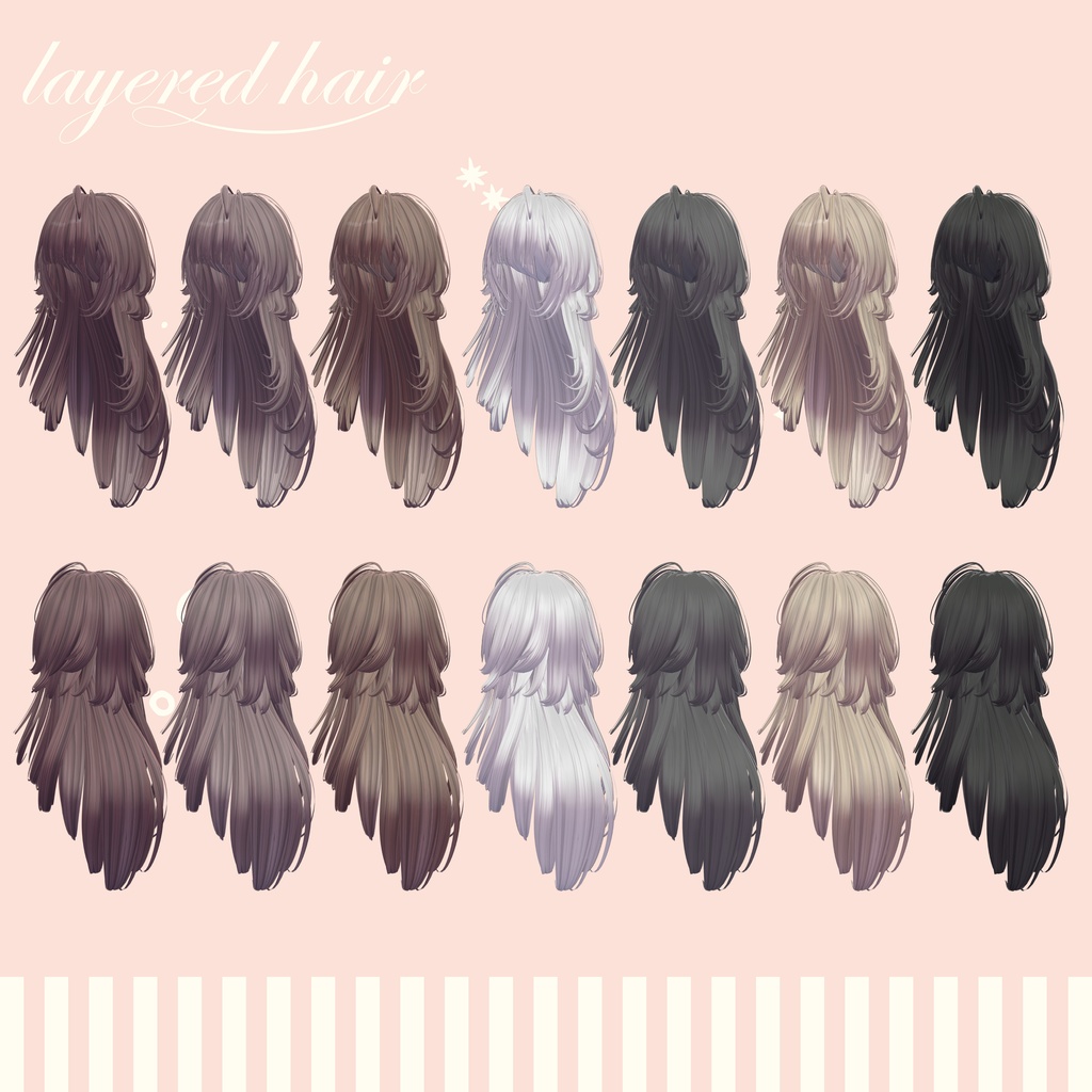 【VRChat 3Dヘア】レイヤードヘア layered hair