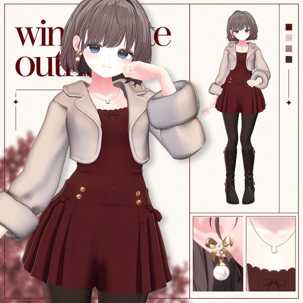〈VRChat 3D衣装〉Winter date outfit｜冬のおしゃれデート服