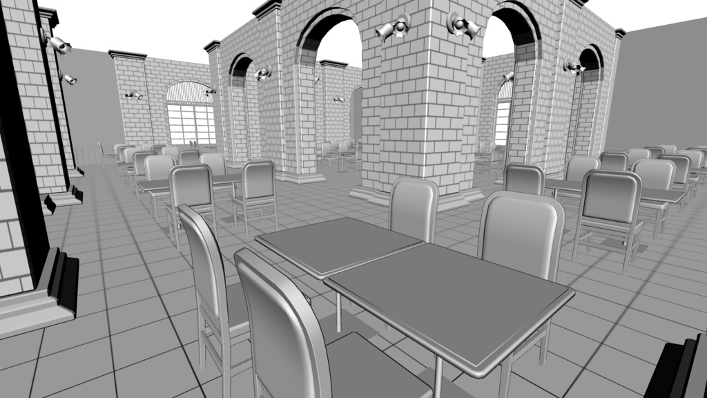 レンガ壁のレストラン【3Dモデル】