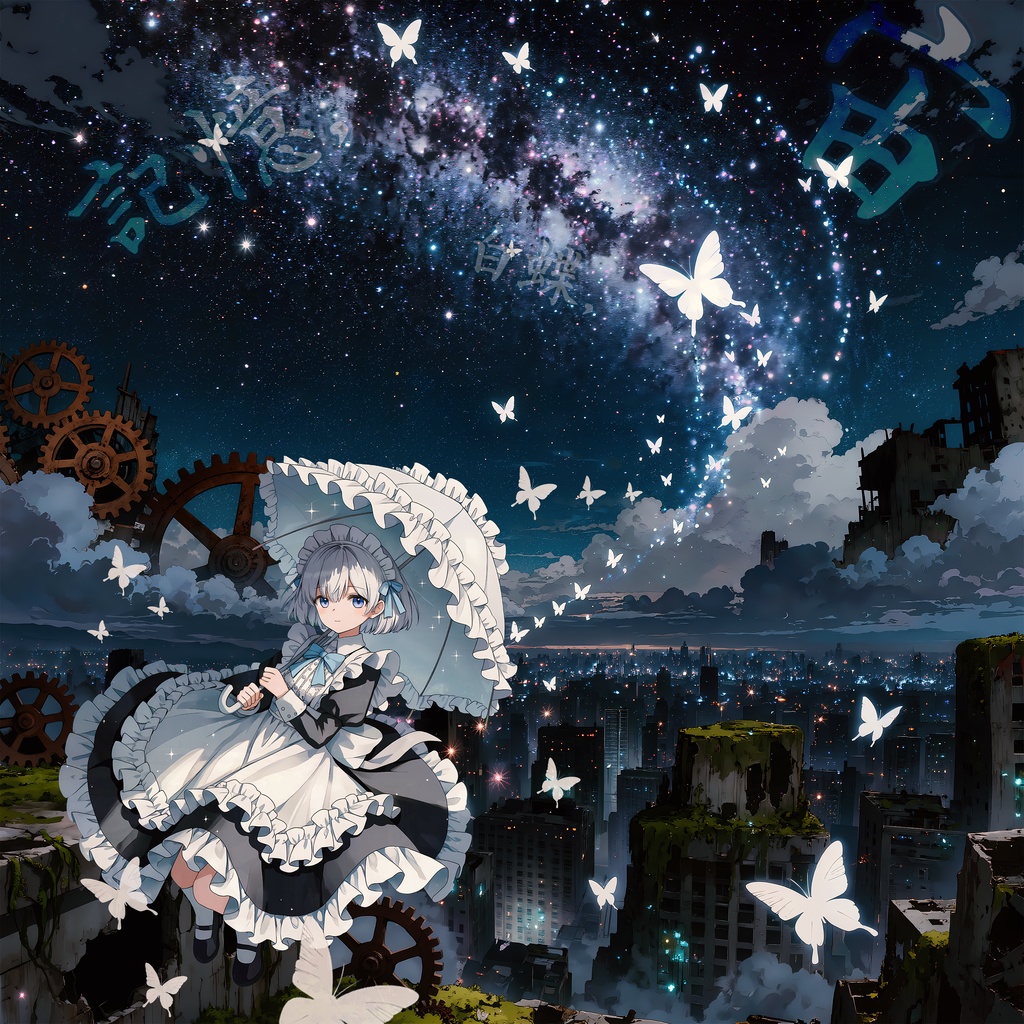 記憶, 白蝶, 宙(スマホ待ち受け用)