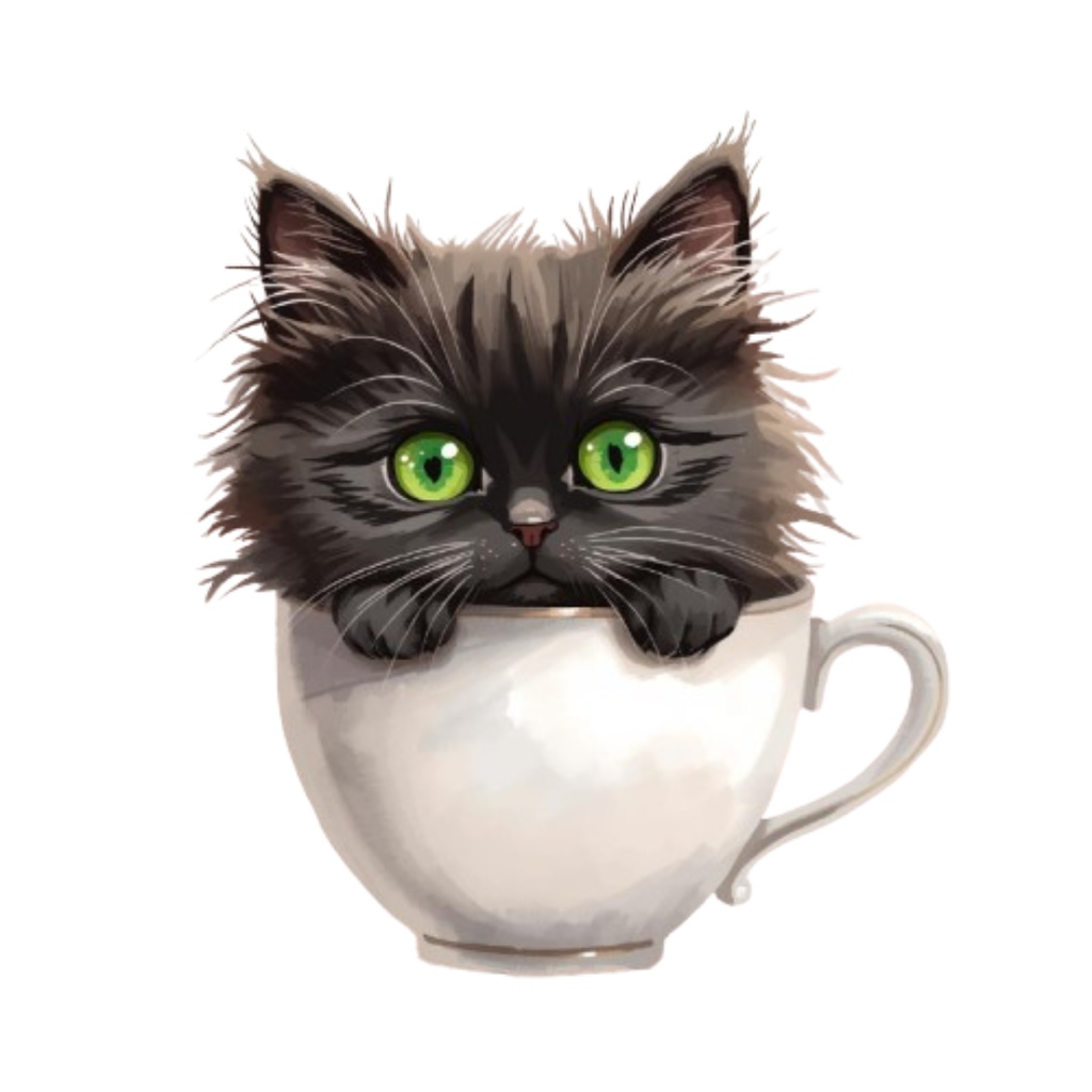 Cat in cup|カップに入った子猫の水彩クリップアート 8PNGセット(商用利用OK)