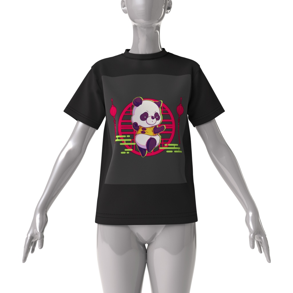 カンフー風パンダ ビッグシルエットTシャツ
