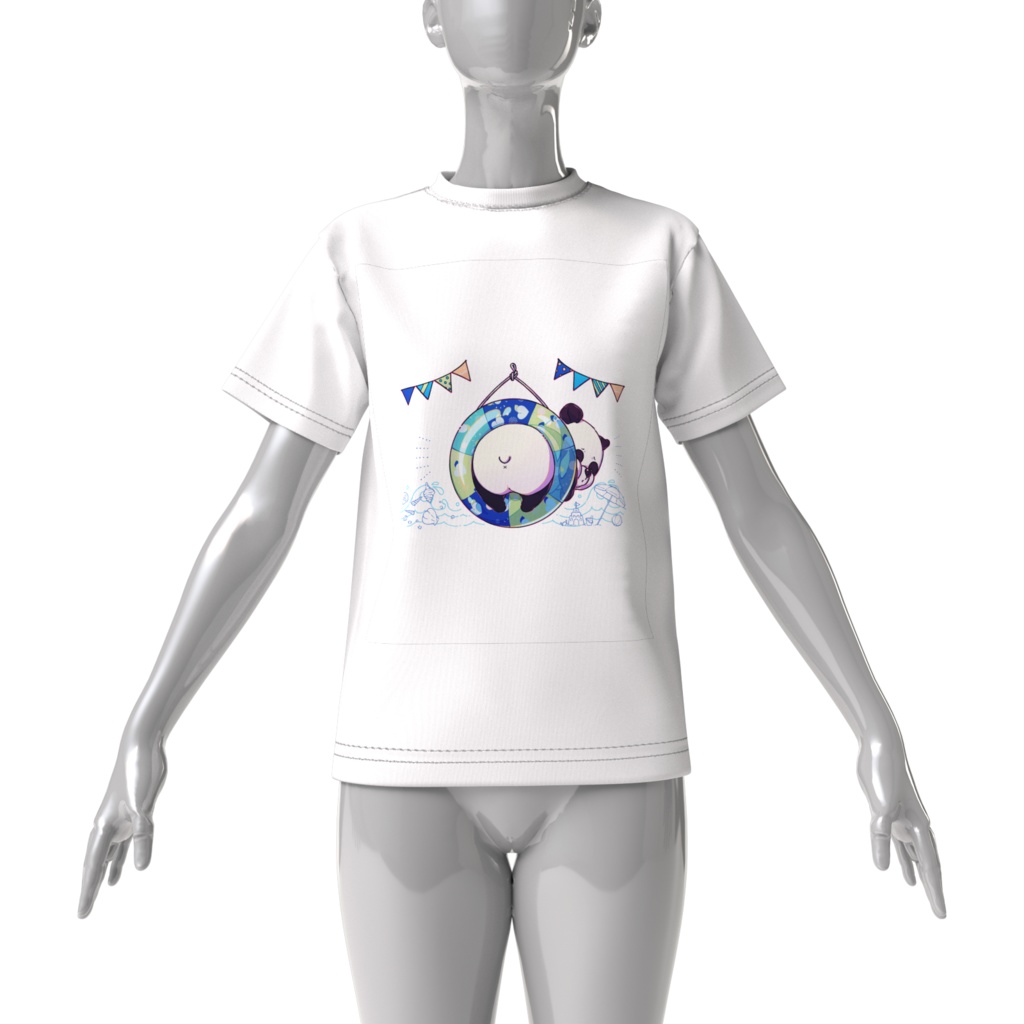 浮き輪パンダ ビッグシルエットTシャツ