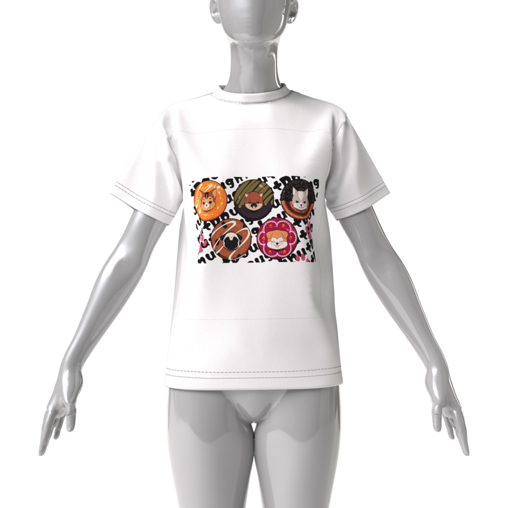 わんちゃんもぐもぐドーナッツ ビッグシルエットTシャツ