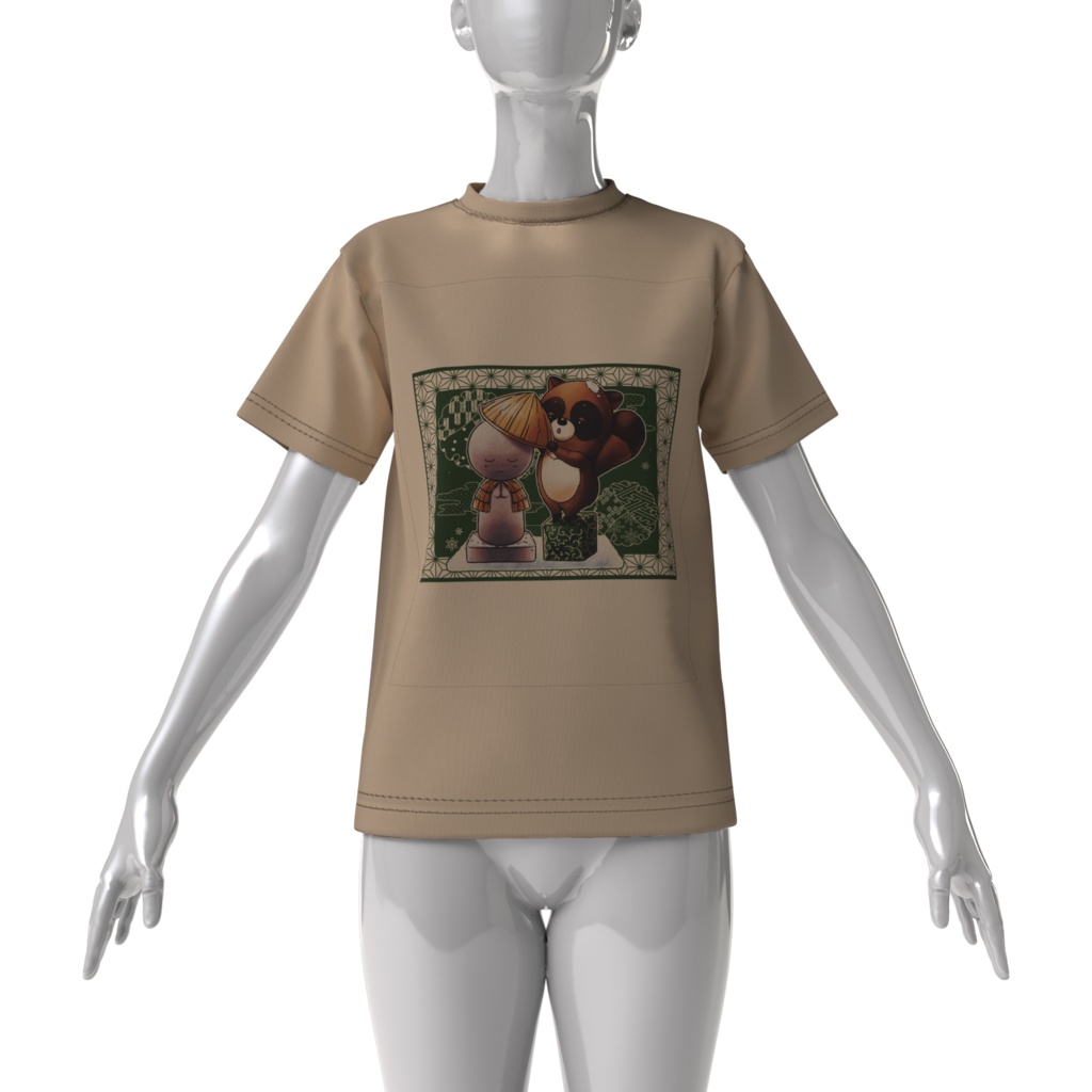 お地蔵さんとたぬき ビッグシルエットTシャツ