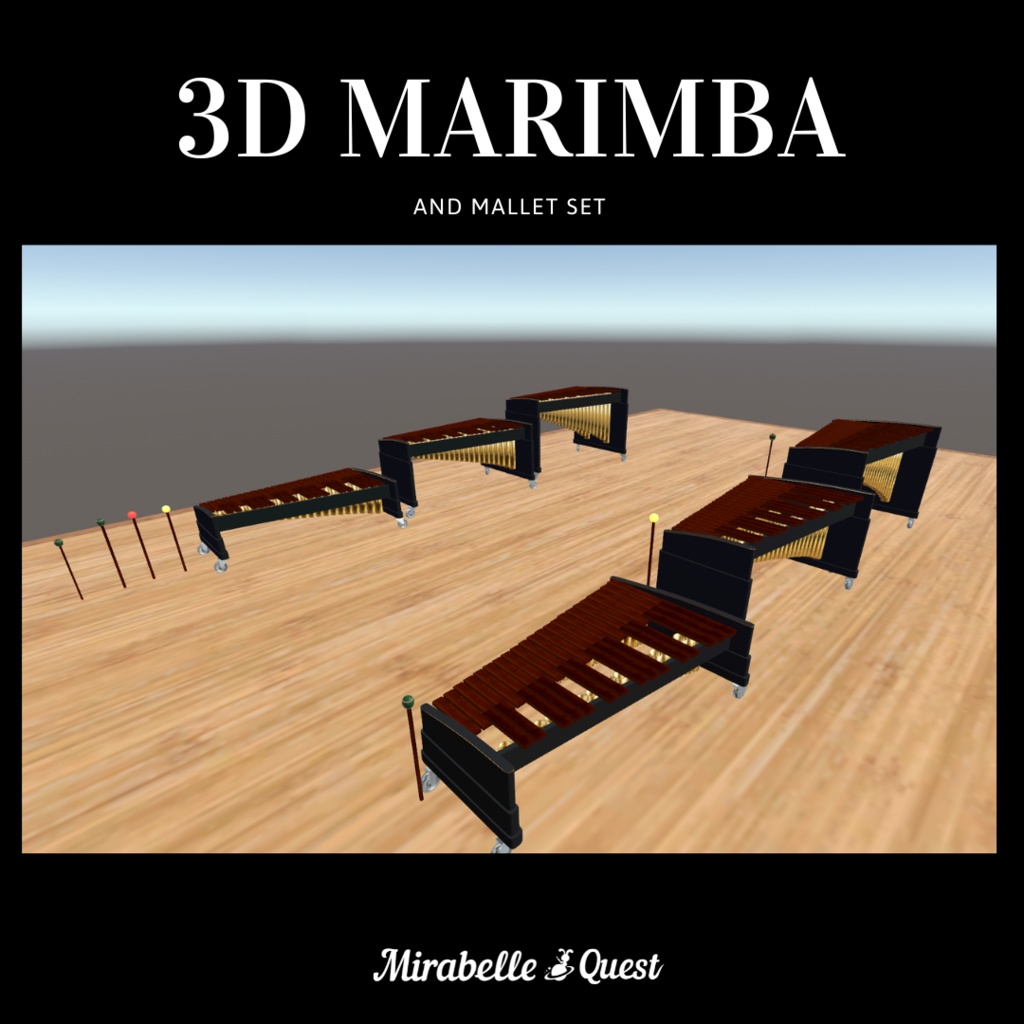 FBX形式 3D楽器アセット：マリンバ（Marimba）