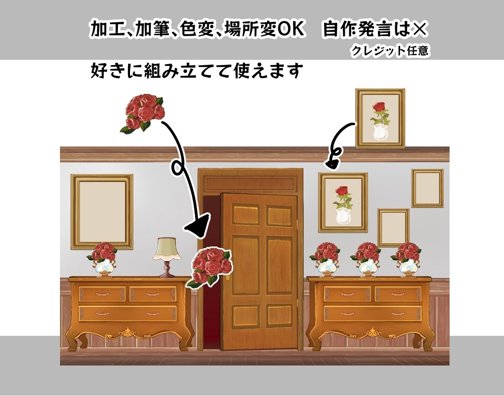 洋館の廊下風背景素材