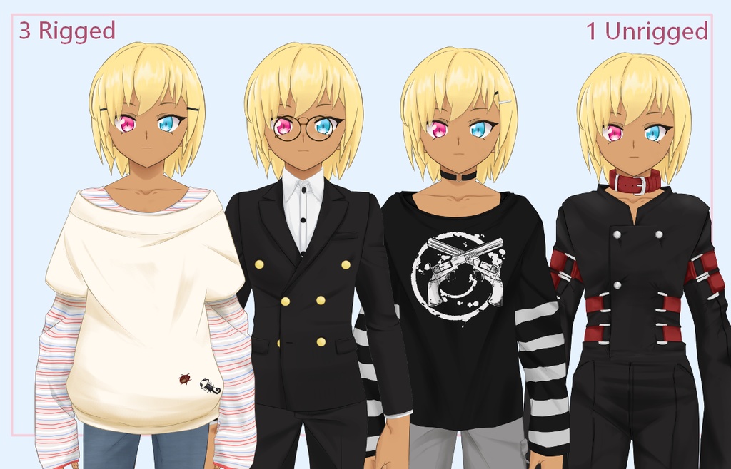 【live2D モデル】Ira - Pre-made - 4 Costumes | 3 Full-body rigged, 1 unrigged