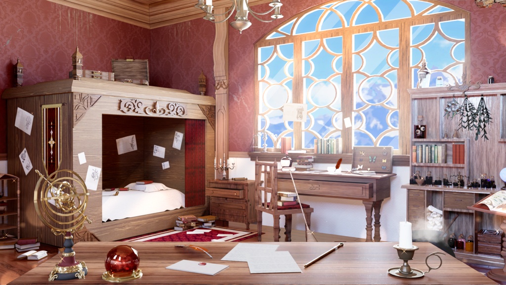 【Vtuber向け】【背景素材】动态配信背景魔法宿舍Enchanted dormitories