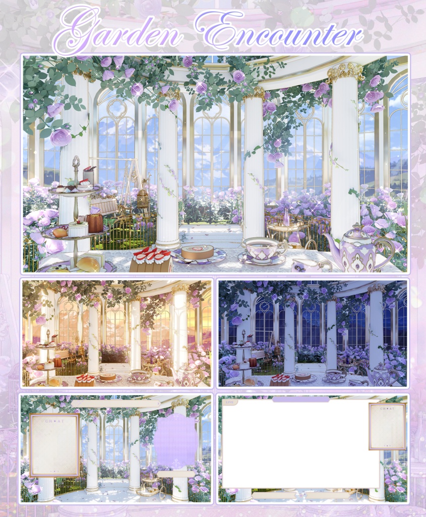 【Vtuber向け】【背景素材】配信背景全7色花の庭での出会い