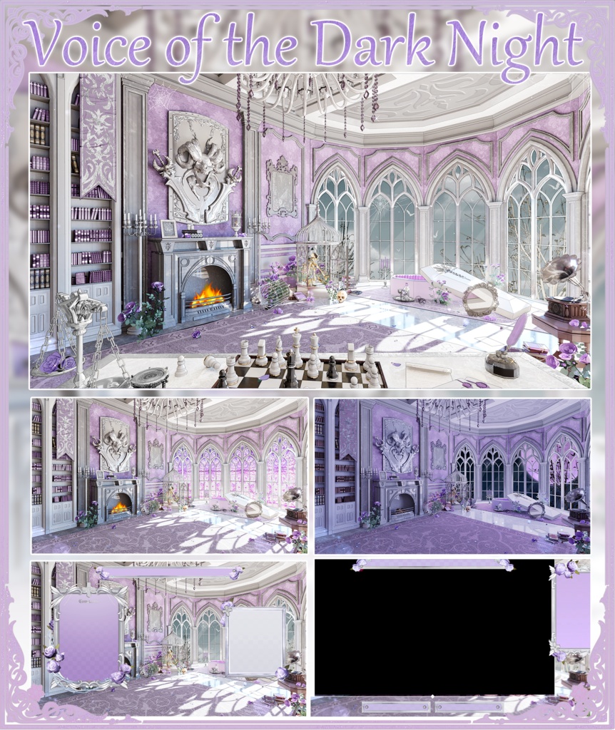 【Vtuber向け】【背景素材】動く配信用背景全14色ゴシック風暗夜の頌歌