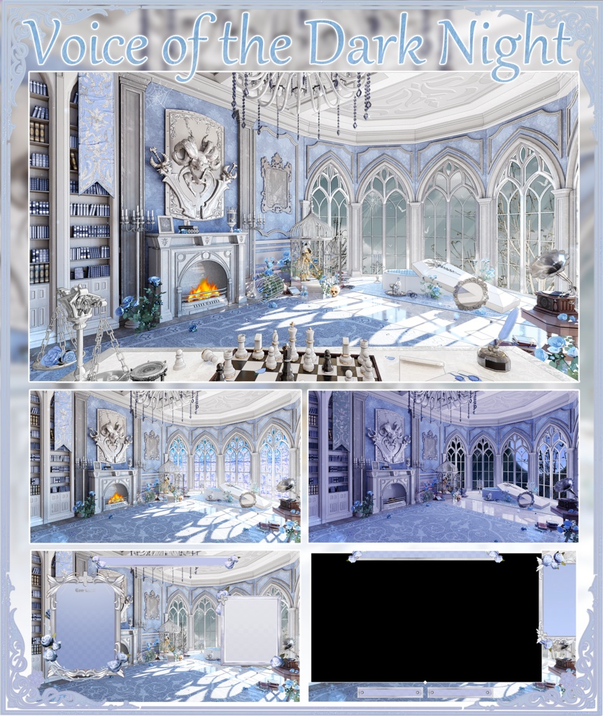 【Vtuber向け】【背景素材】動く配信用背景全14色ゴシック風暗夜の頌歌