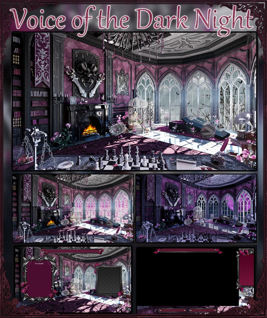 【Vtuber向け】【背景素材】動く配信用背景全14色ゴシック風暗夜の頌歌