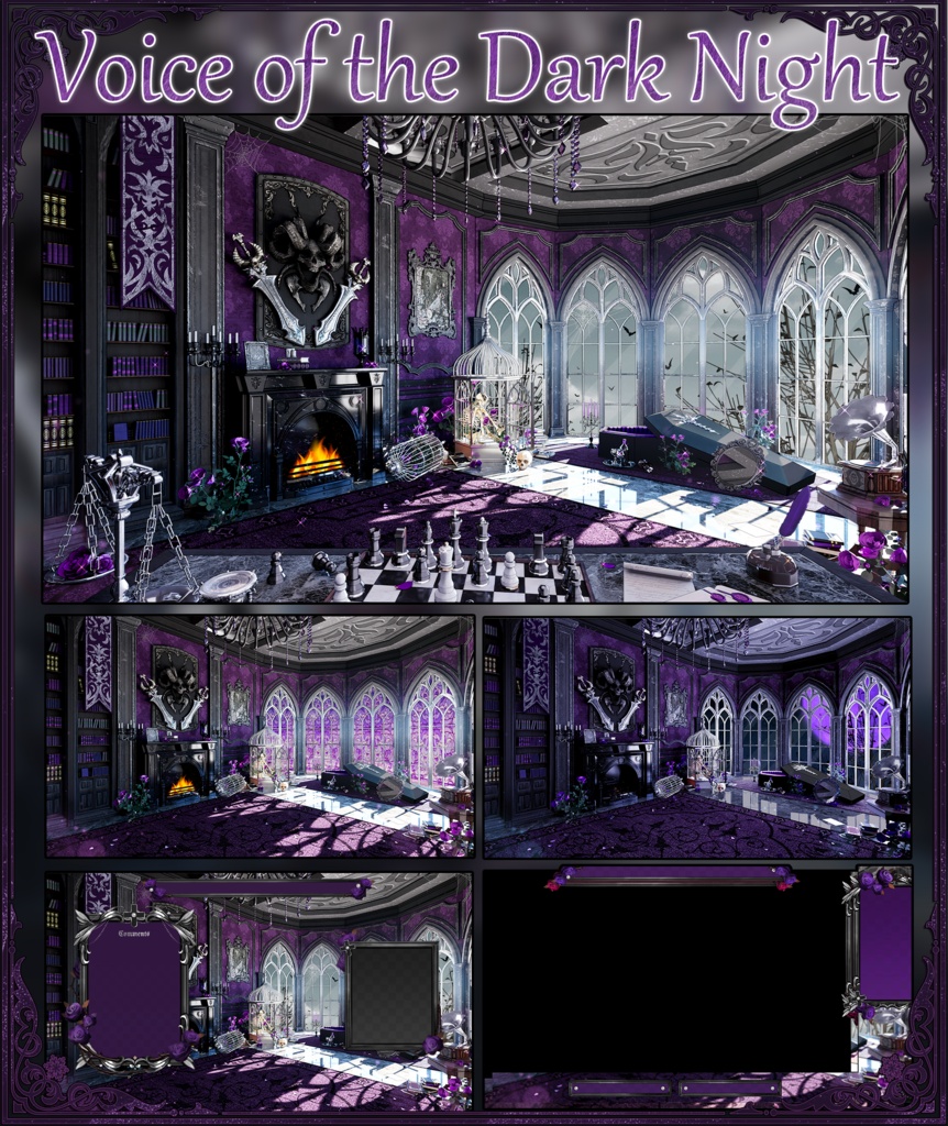 【Vtuber向け】【背景素材】動く配信用背景全14色ゴシック風暗夜の頌歌