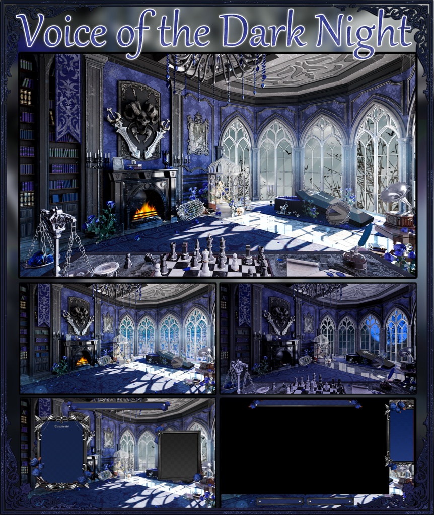 【Vtuber向け】【背景素材】動く配信用背景全14色ゴシック風暗夜の頌歌