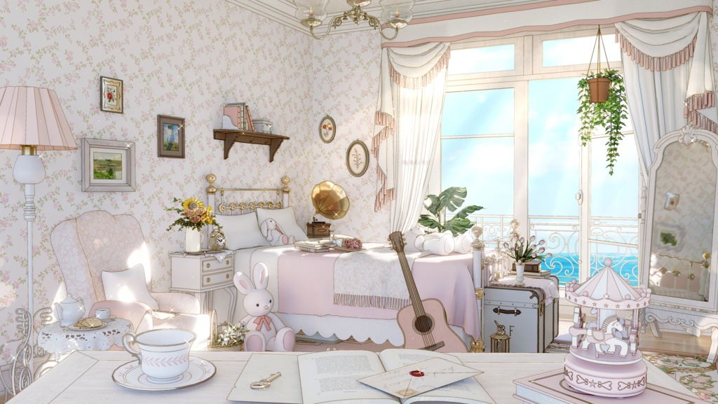【Vtuber向け】【背景素材】動く配信用背景全5色巴黎公寓Paris apartments