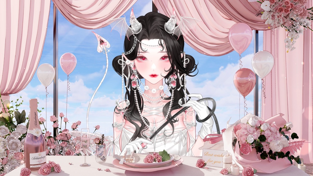 【Vtuber向け】【背景素材】动态配信背景全5色浪漫约会Romantic dates