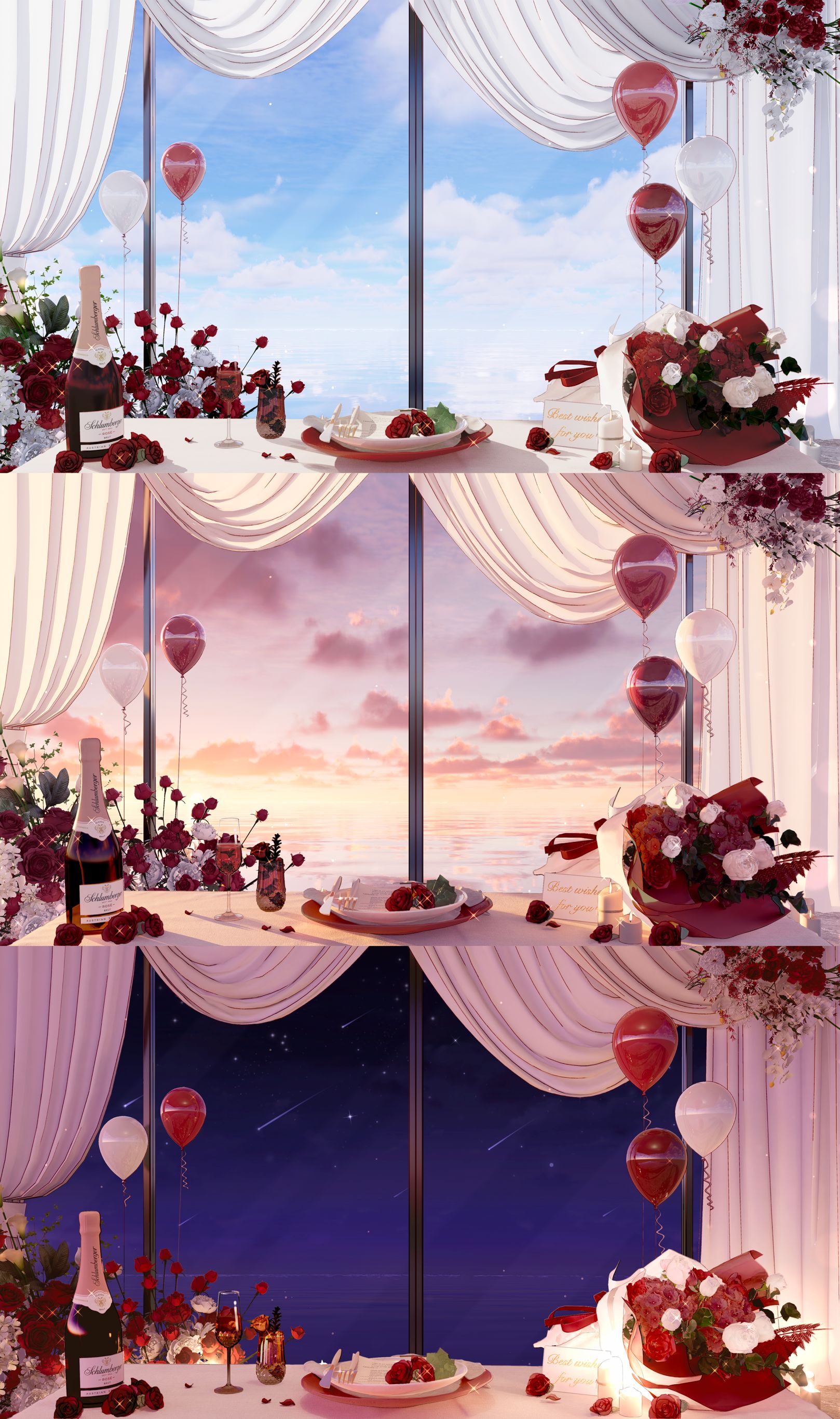 【Vtuber向け】【背景素材】动态配信背景全5色浪漫约会Romantic dates - 柚子呀百货商店 - BOOTH