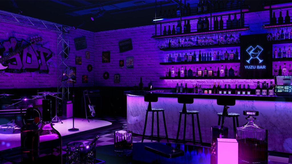 【Vtuber向け】【背景素材】配信背景全5色酒吧Bar