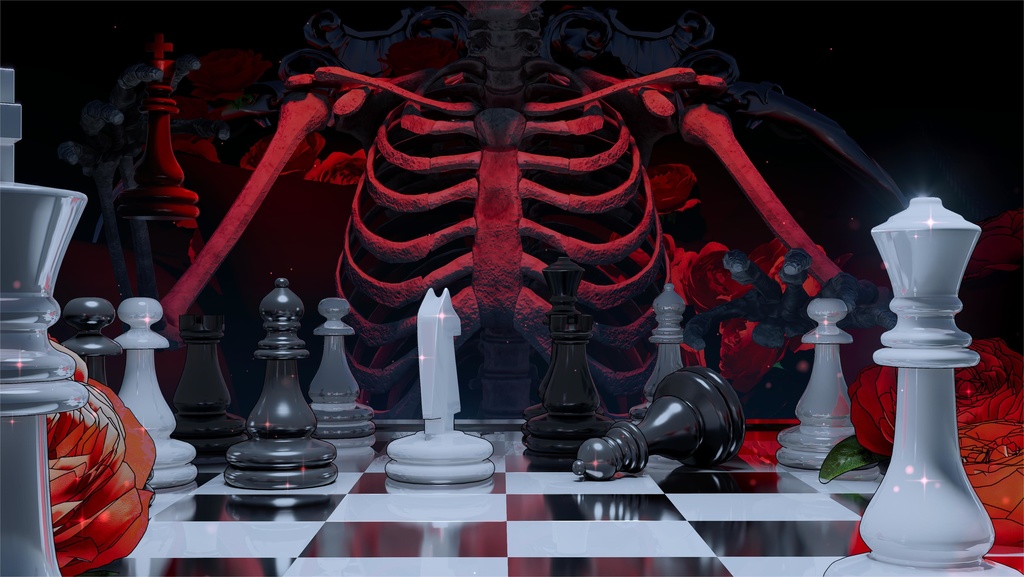 【Vtuber向け】【背景素材】配信用背景全6色骷髅西洋棋Skeleton chess